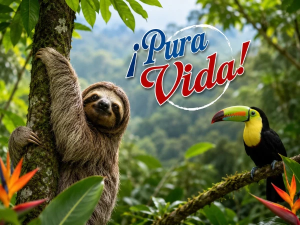 Perezoso con una Lapa en la selva